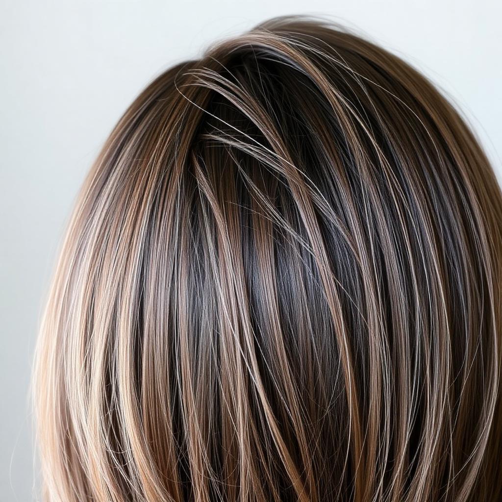 Brown hair with visible grey strands before indigo treatment